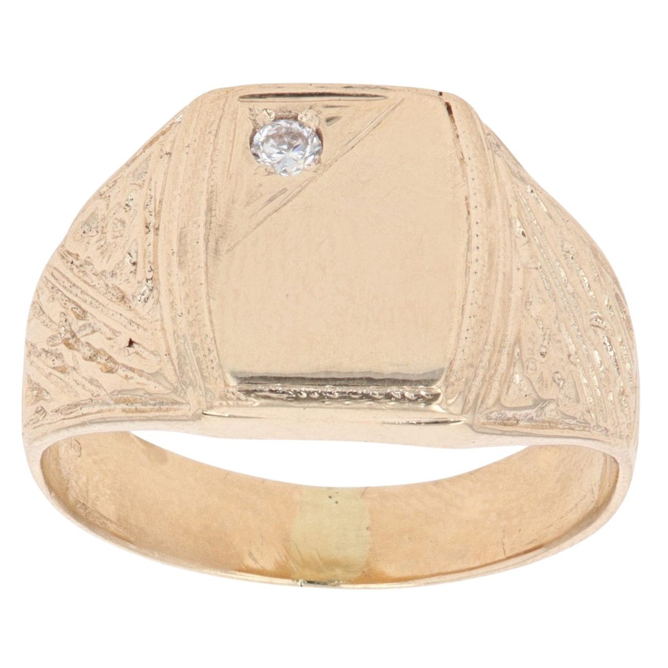 14ct Yellow Gold 0.04ct Diamond Signet Ring