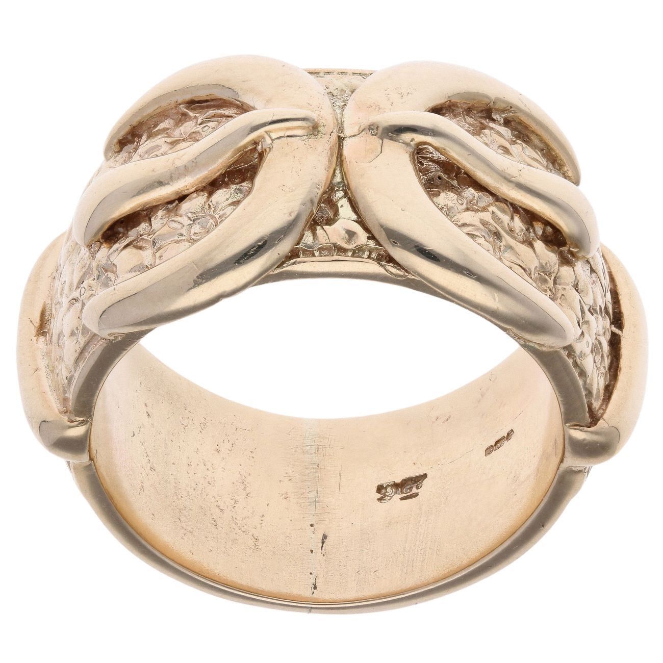 9ct Yellow Gold Patterned Double Buckle Ring