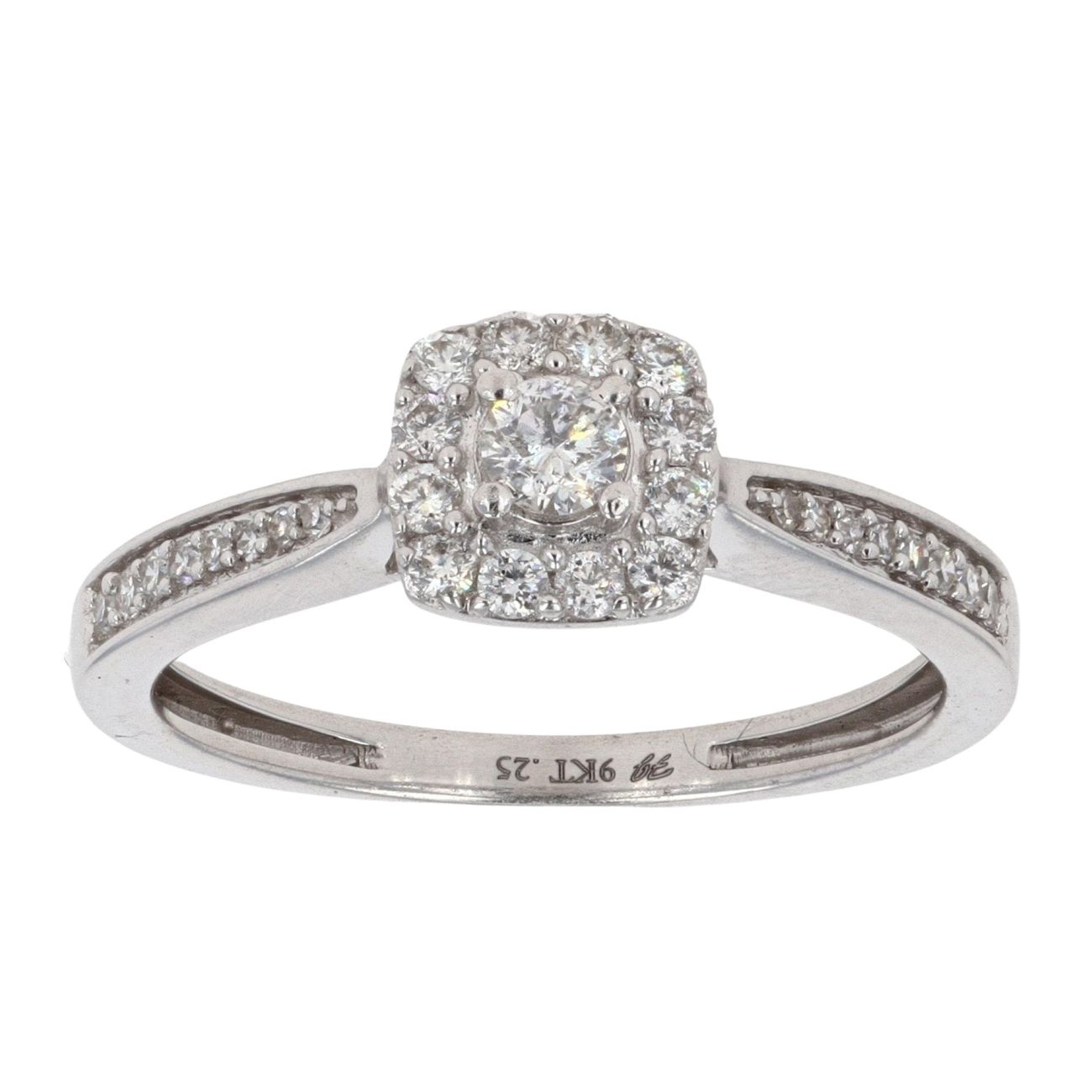 9ct White Gold 0.25ct Diamond Cluster Ring