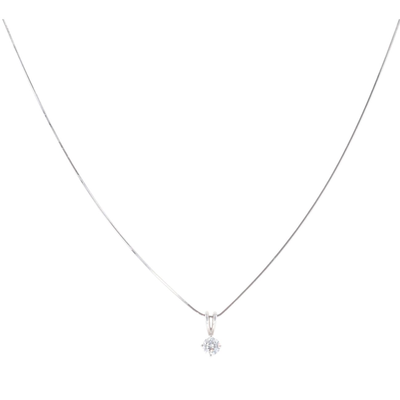 18ct White Gold 0.35ct Brilliant Cut Diamond Solitaire Pendant And Chain 16"