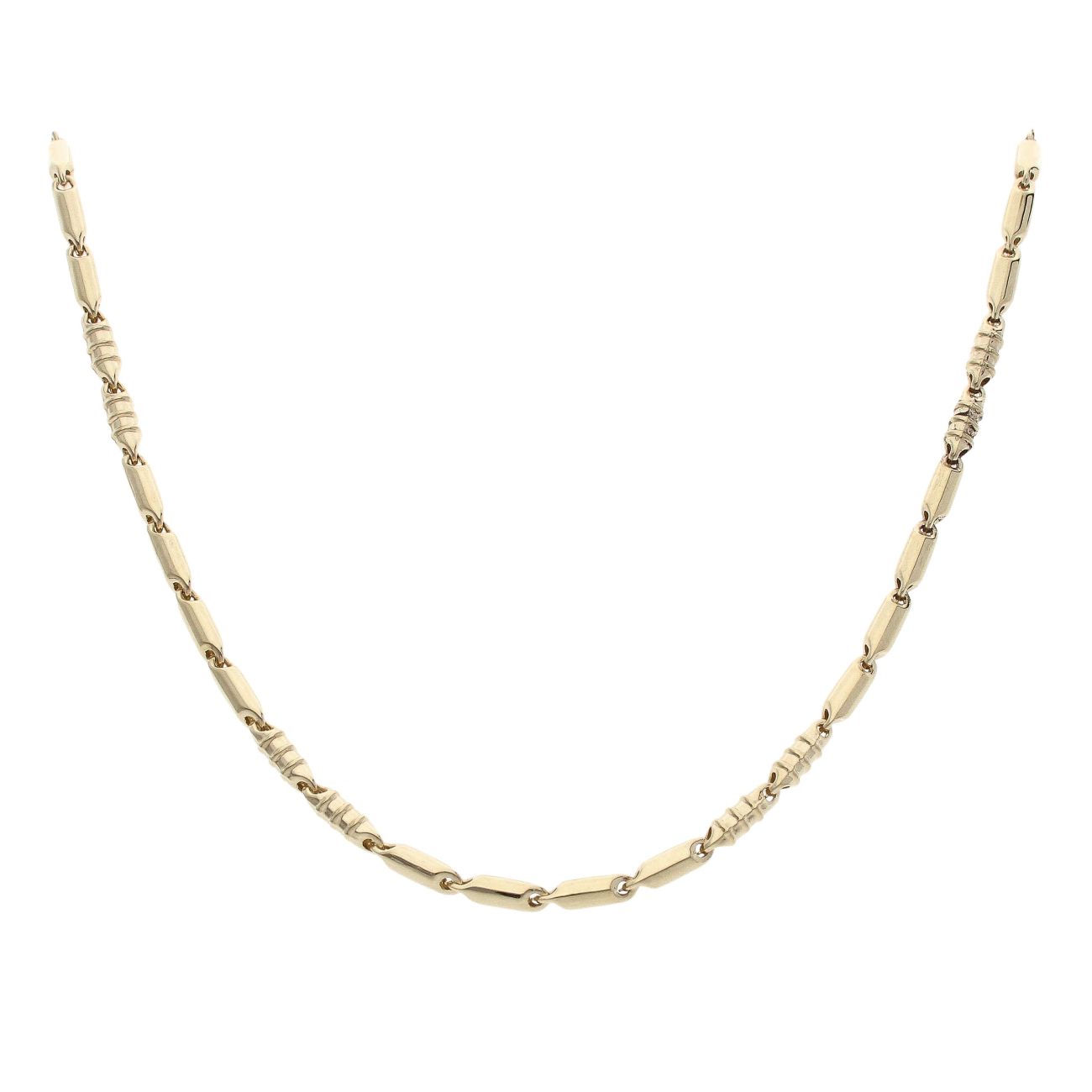 14ct Yellow Gold Twisted Bar Link Fancy Chain 22"
