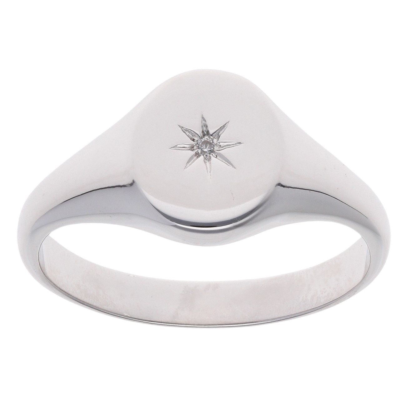 Silver Cubic Zirconia Signet Ring By Icesia
