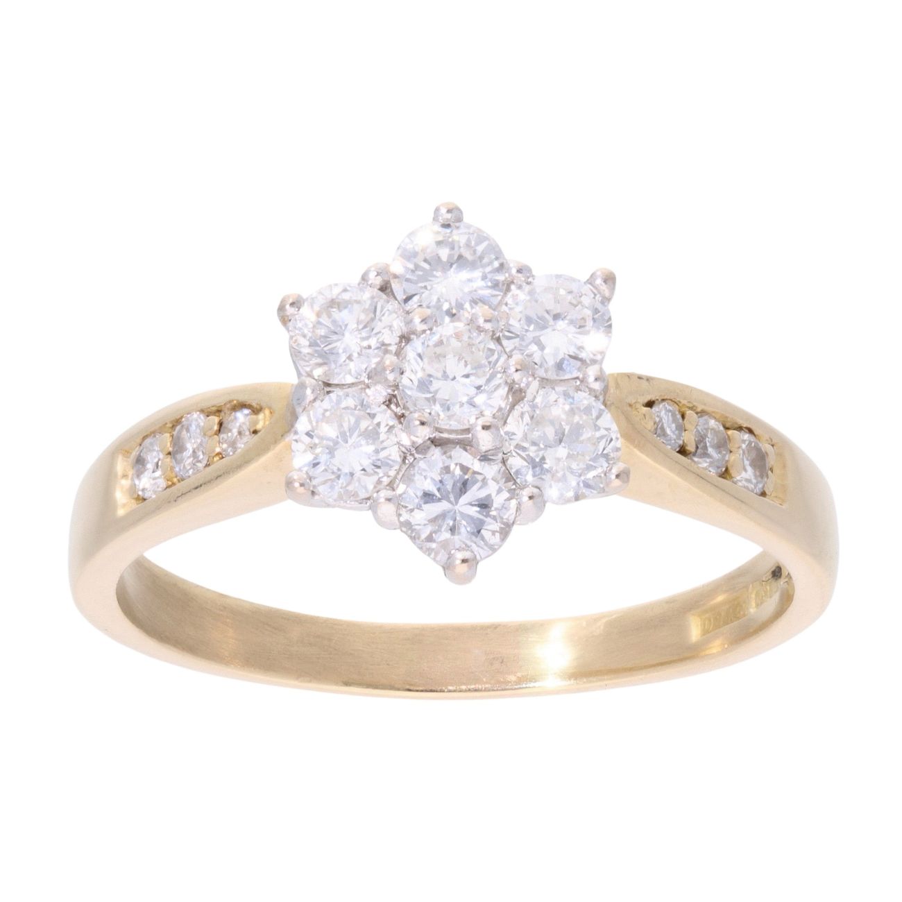 18ct Yellow Gold 1.00ct Diamond Cluster Ring