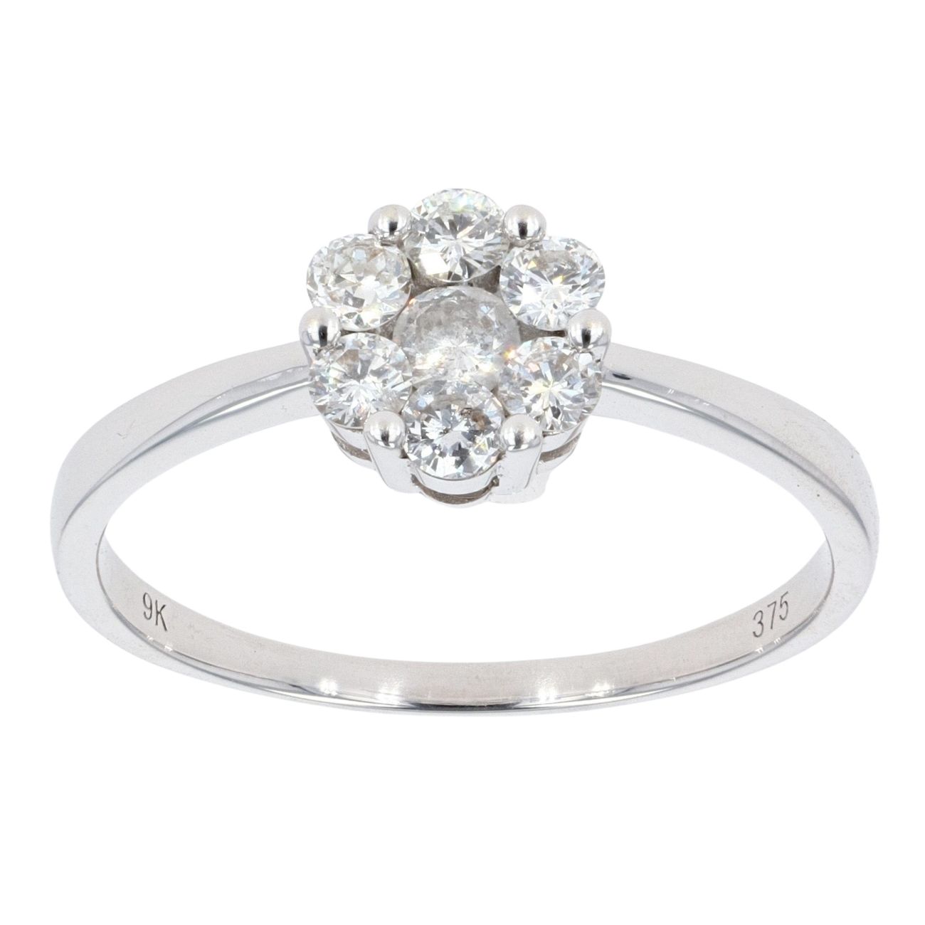 9ct White Gold Diamond Cluster Ring by Anya Belle