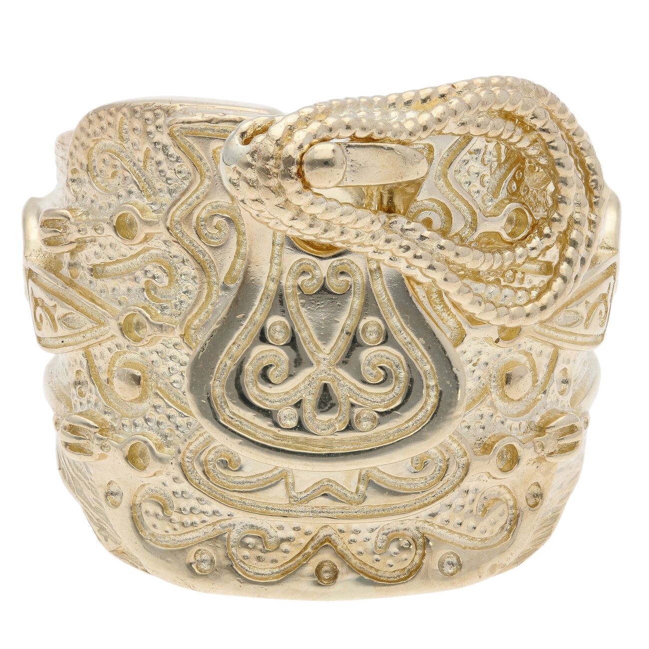9ct Yellow Gold Patterned Saddle Ring