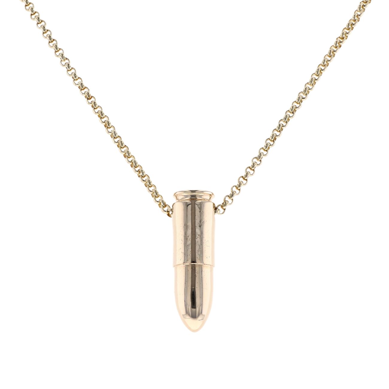 9ct Yellow Gold Bullet Pendant and Belcher Chain 22"