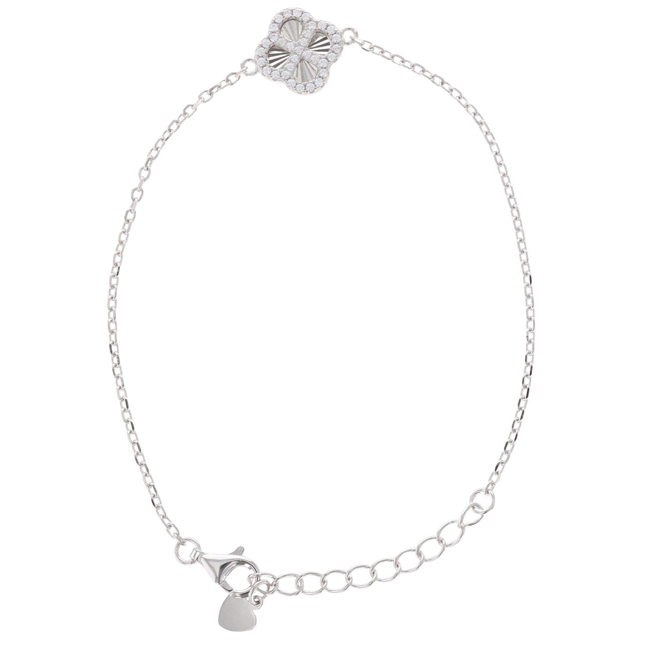 Silver Cubic Zirconia Petal Bracelet 7.5" By Icesia