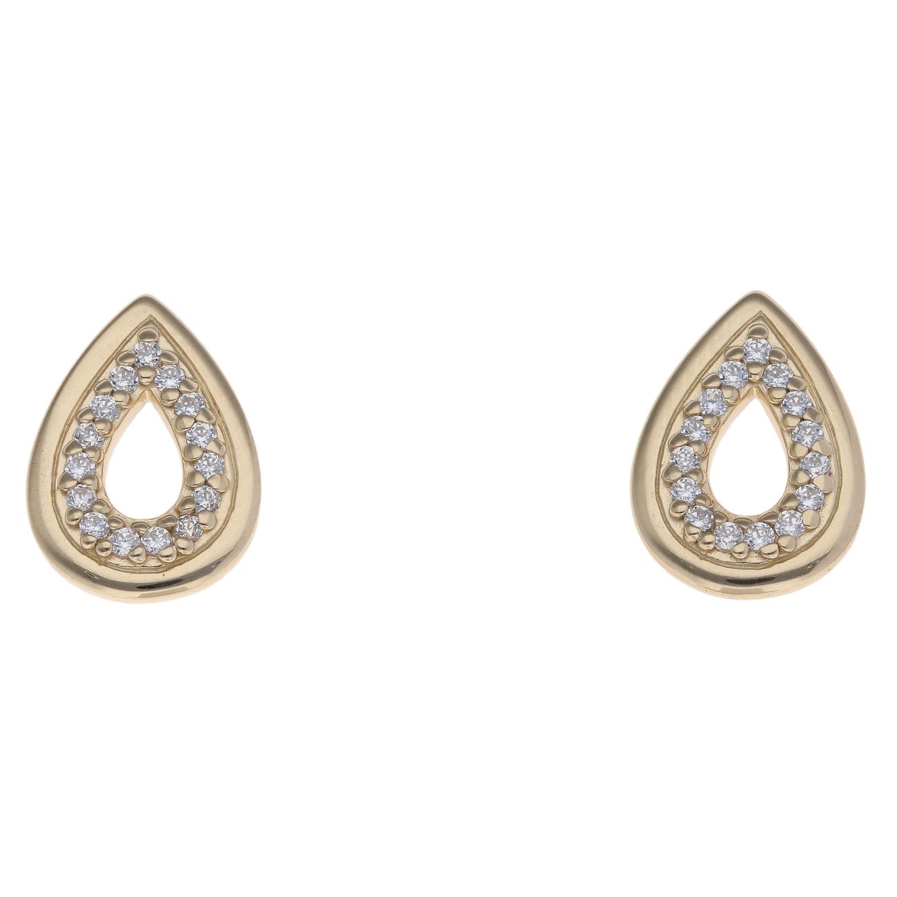 925 Sterling Silver Gold Plated Teardrop Stud Earrings