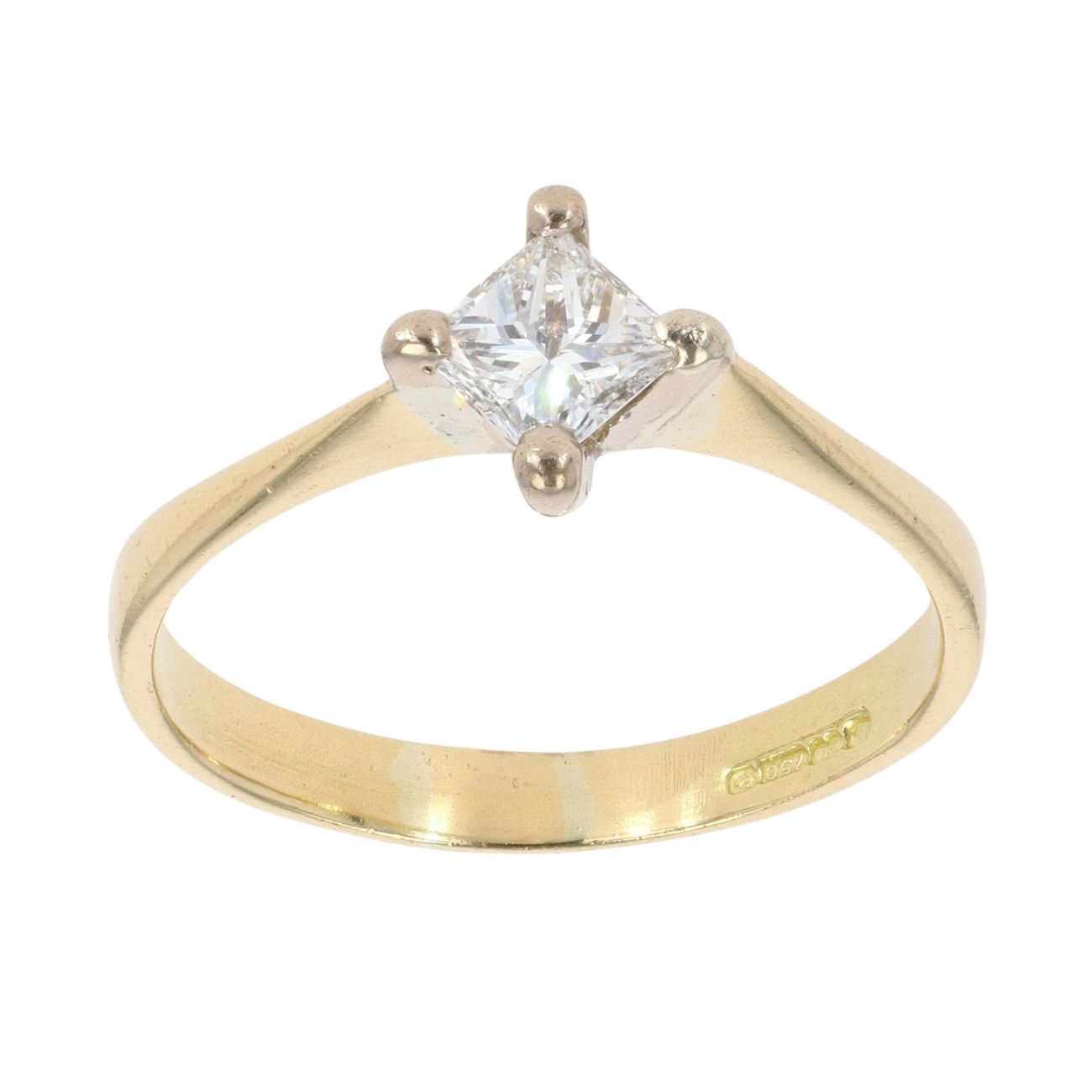 18ct Yellow Gold 0.50ct Princess Cut Diamond Solitaire Ring