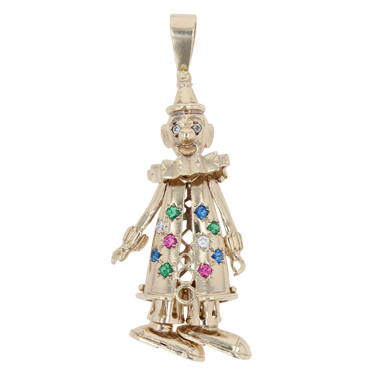 9ct Yellow Gold Multi-Gemstone Clown Pendant