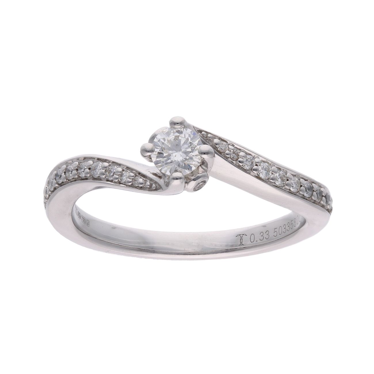 18ct White Gold 0.33ct Diamond Twist Solitaire Ring