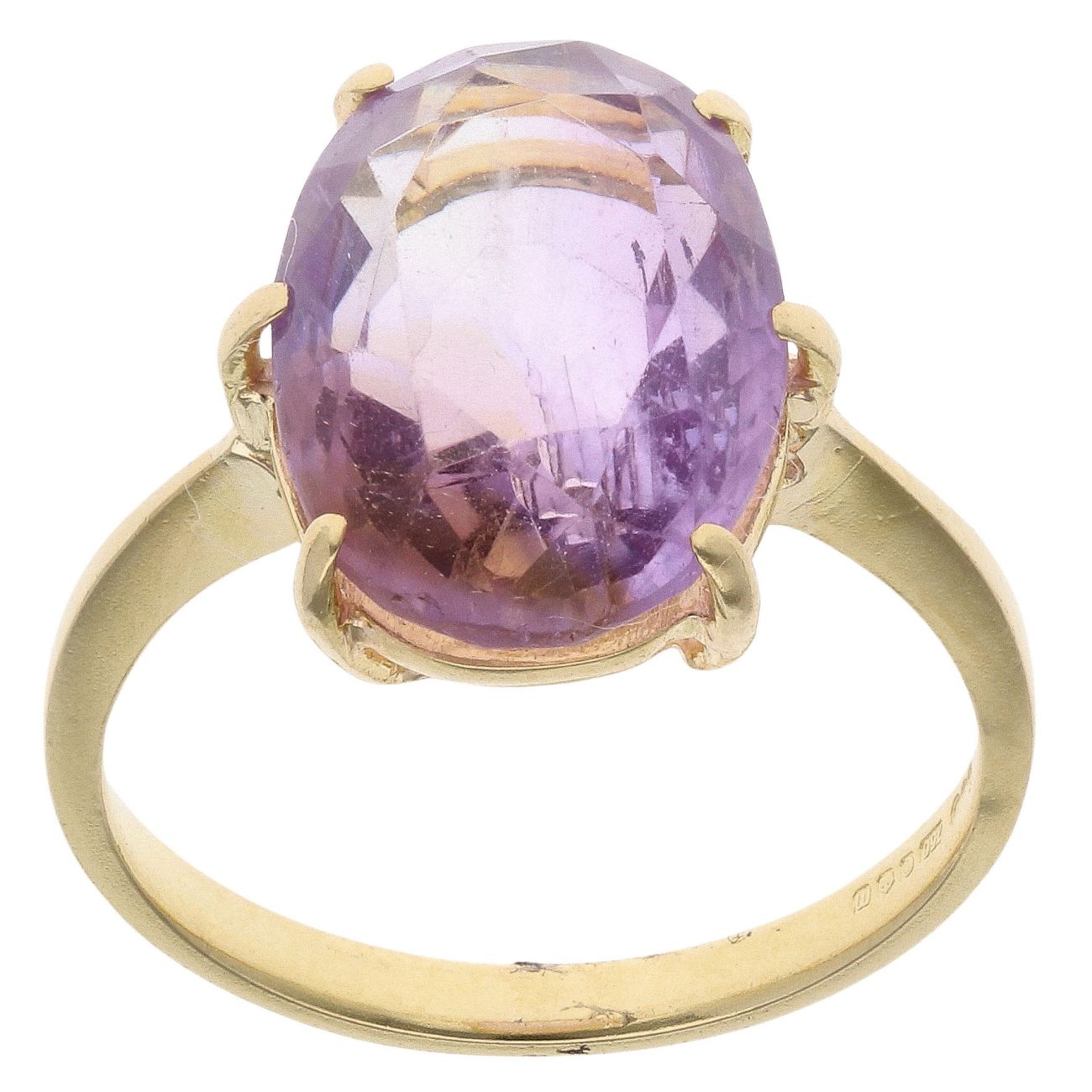 18ct Yellow Gold Single Stone Amethyst Ring