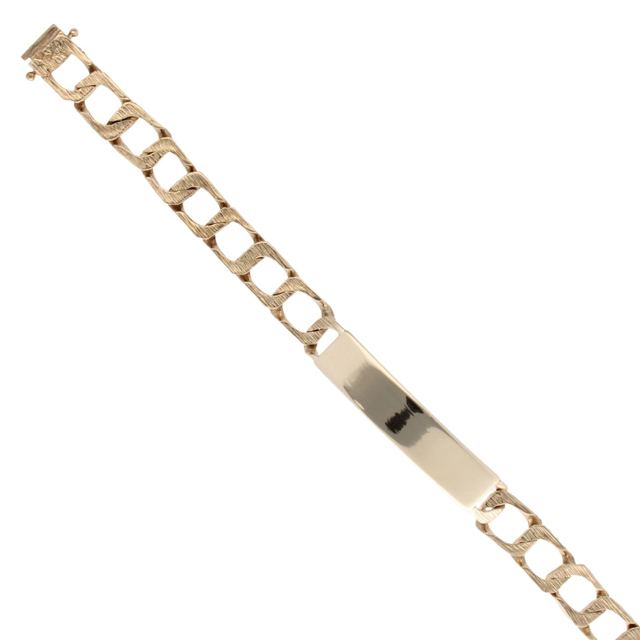 9ct Yellow Gold Patterned I.D Curb Bracelet 8"