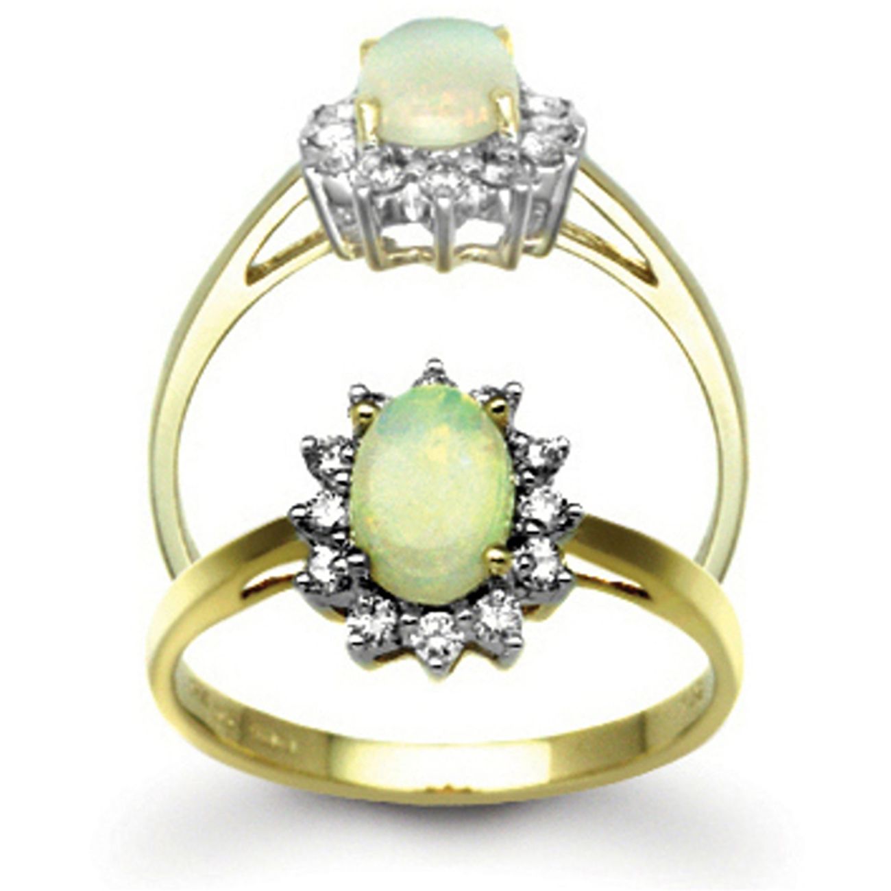 18 Carat Yellow Gold Diamond-20pts & Opal-48pts Ring