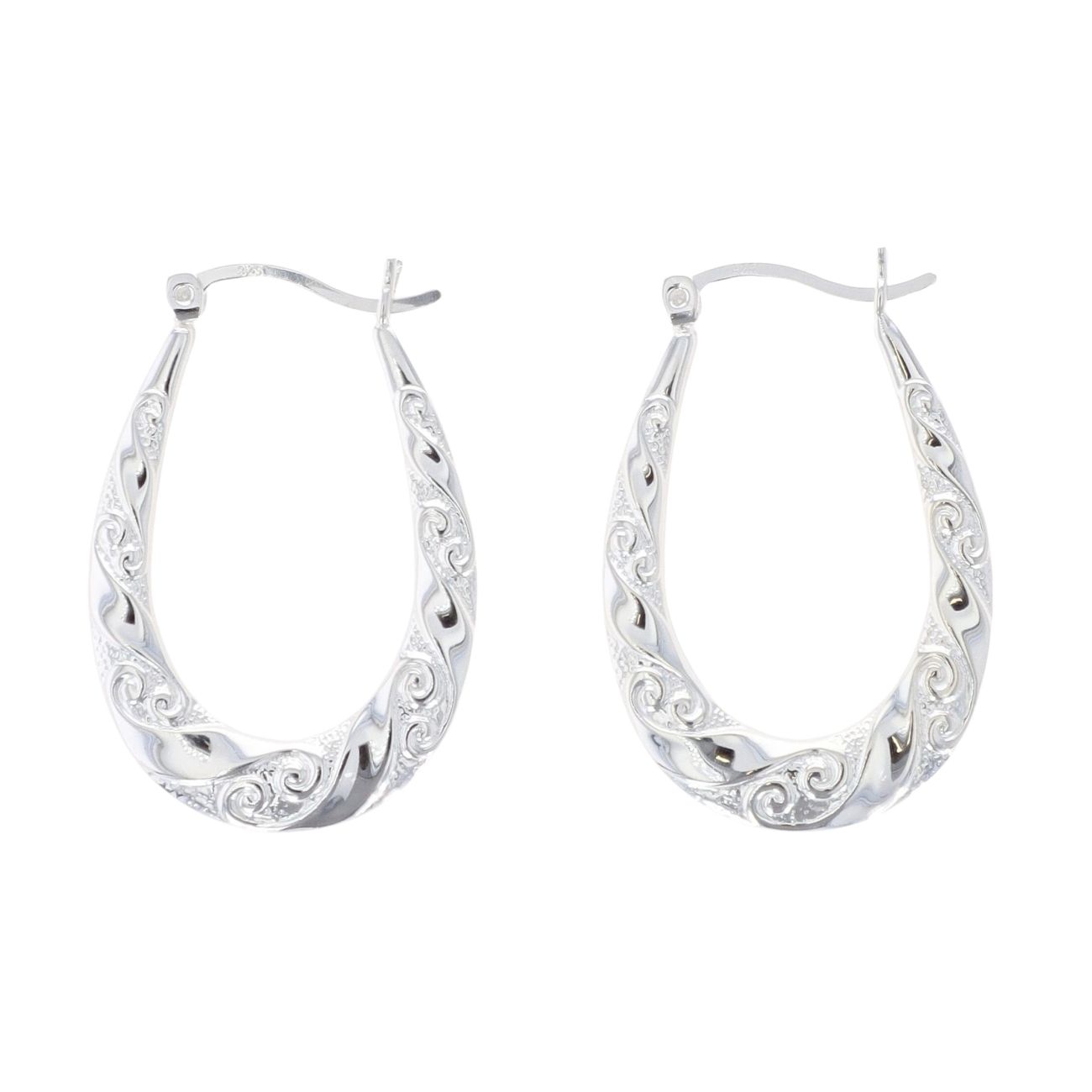 Silver Patterned Creole Hoop Earrings By Icesia