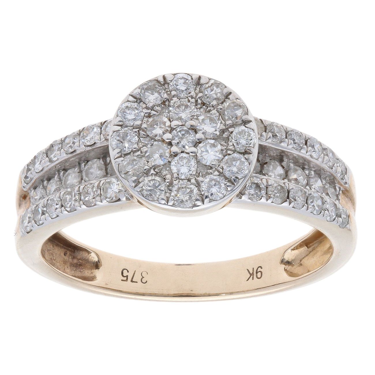 9ct Yellow Gold 0.67ct Diamond Cluster Ring by Anya Belle