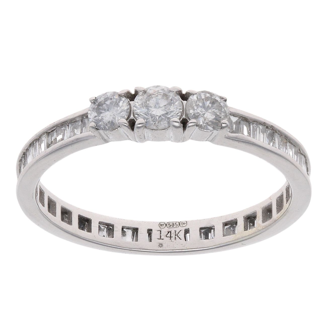 14ct White Gold 1.00ct Diamond Trilogy Ring