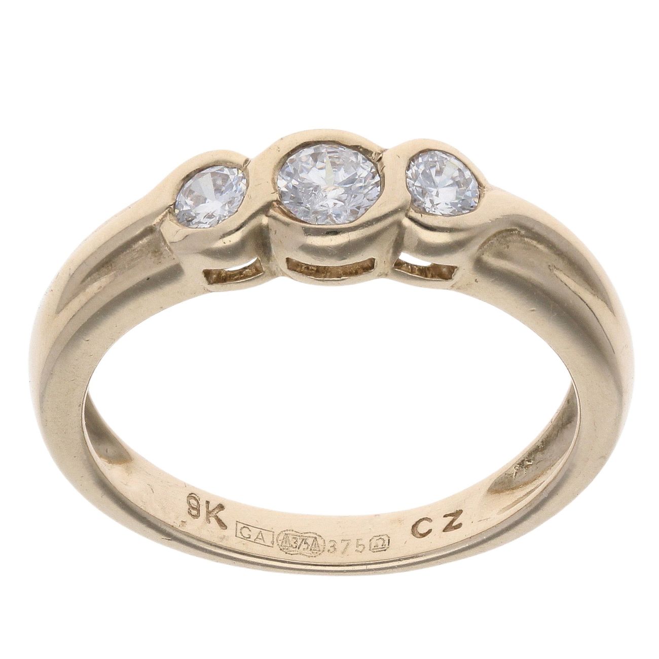9ct Yellow Gold Cubic Zirconia Trilogy Ring
