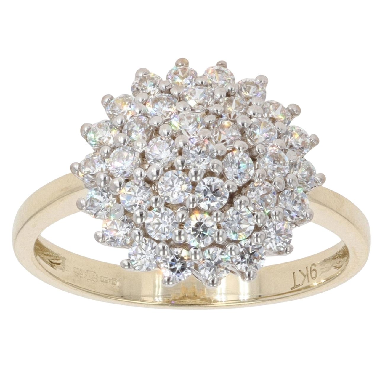 9ct Yellow Gold Cubic Zirconia Cluster Ring