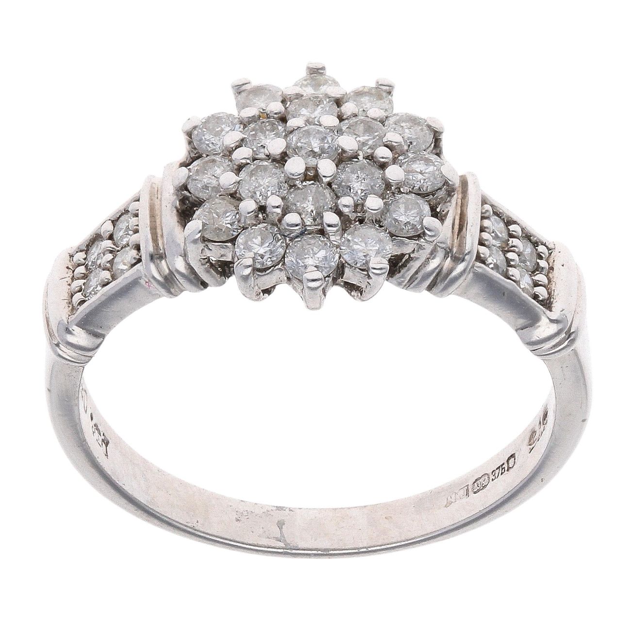 9ct White Gold 0.50ct Brilliant Cut Diamond Cluster Ring