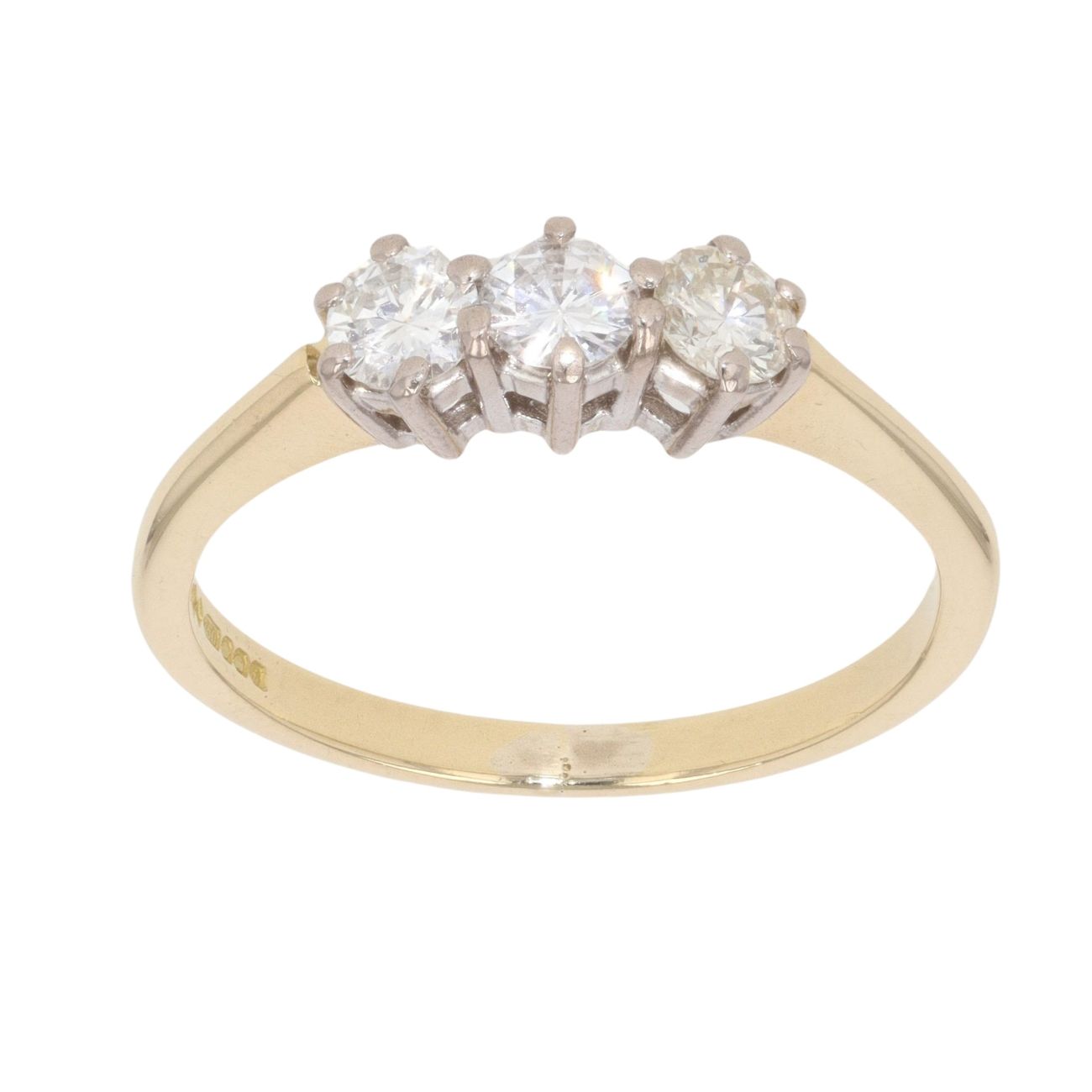 18ct Yellow Gold 0.60ct Brilliant Cut Diamond Trilogy Ring
