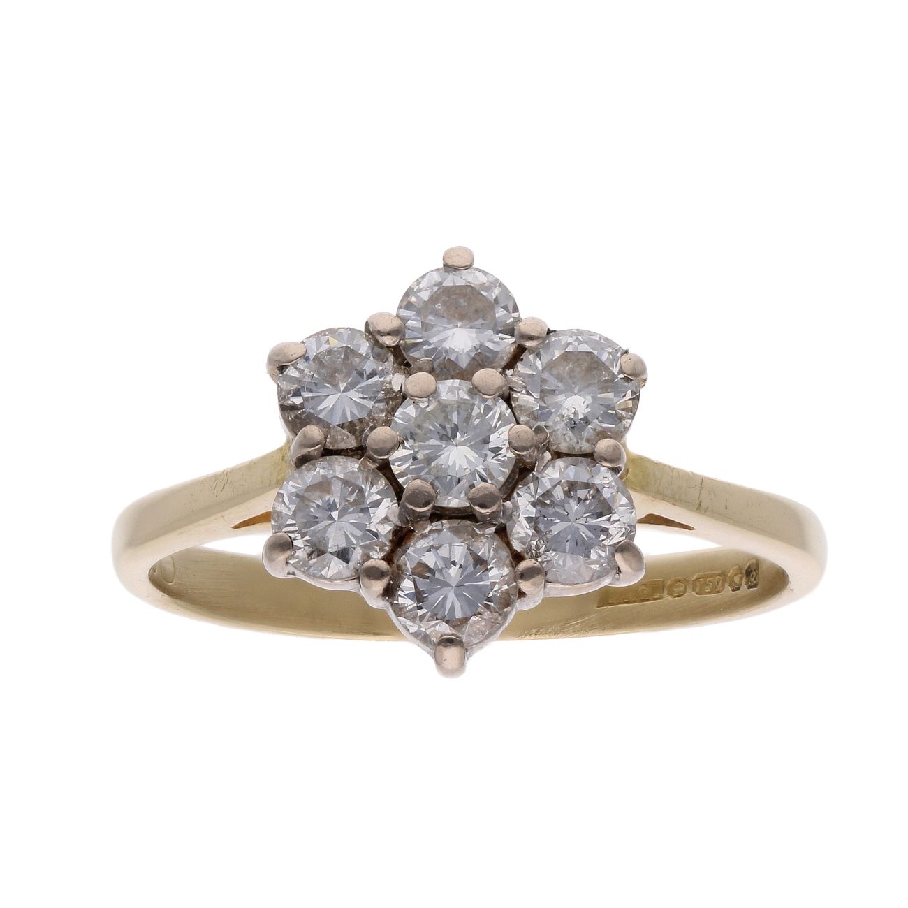18ct Yellow Gold 1.00ct Diamond Cluster Ring
