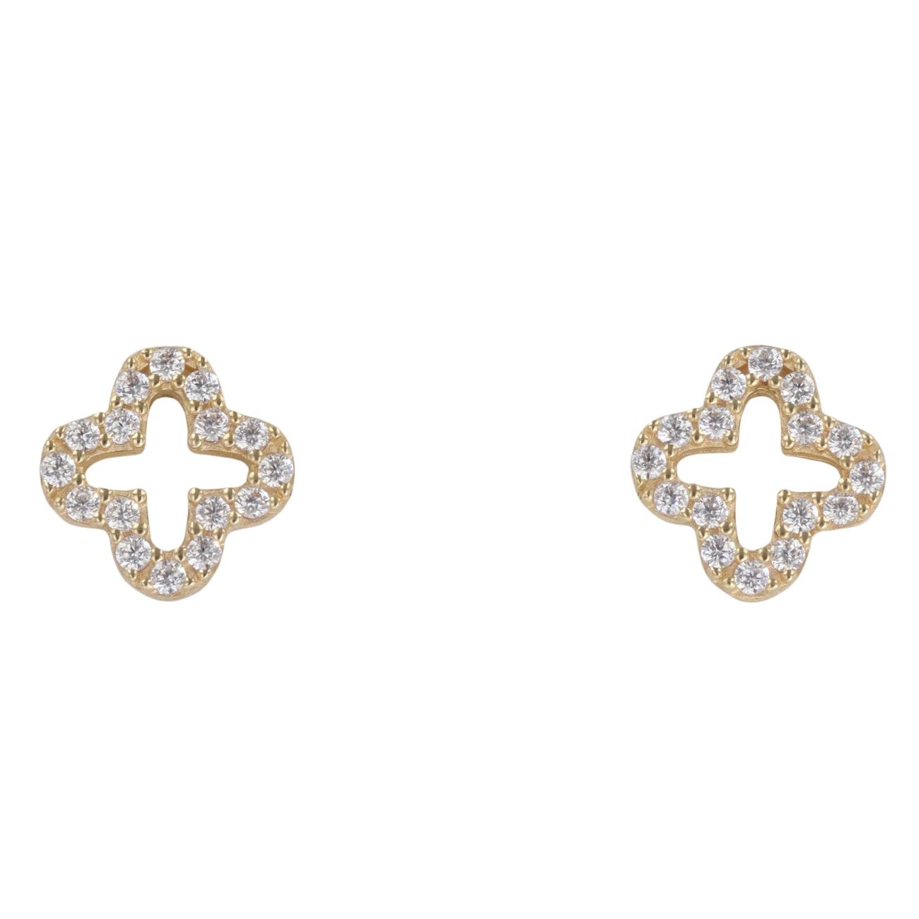 9ct Yellow Gold Cubic Zirconia Openwork Petal Stud Earrings