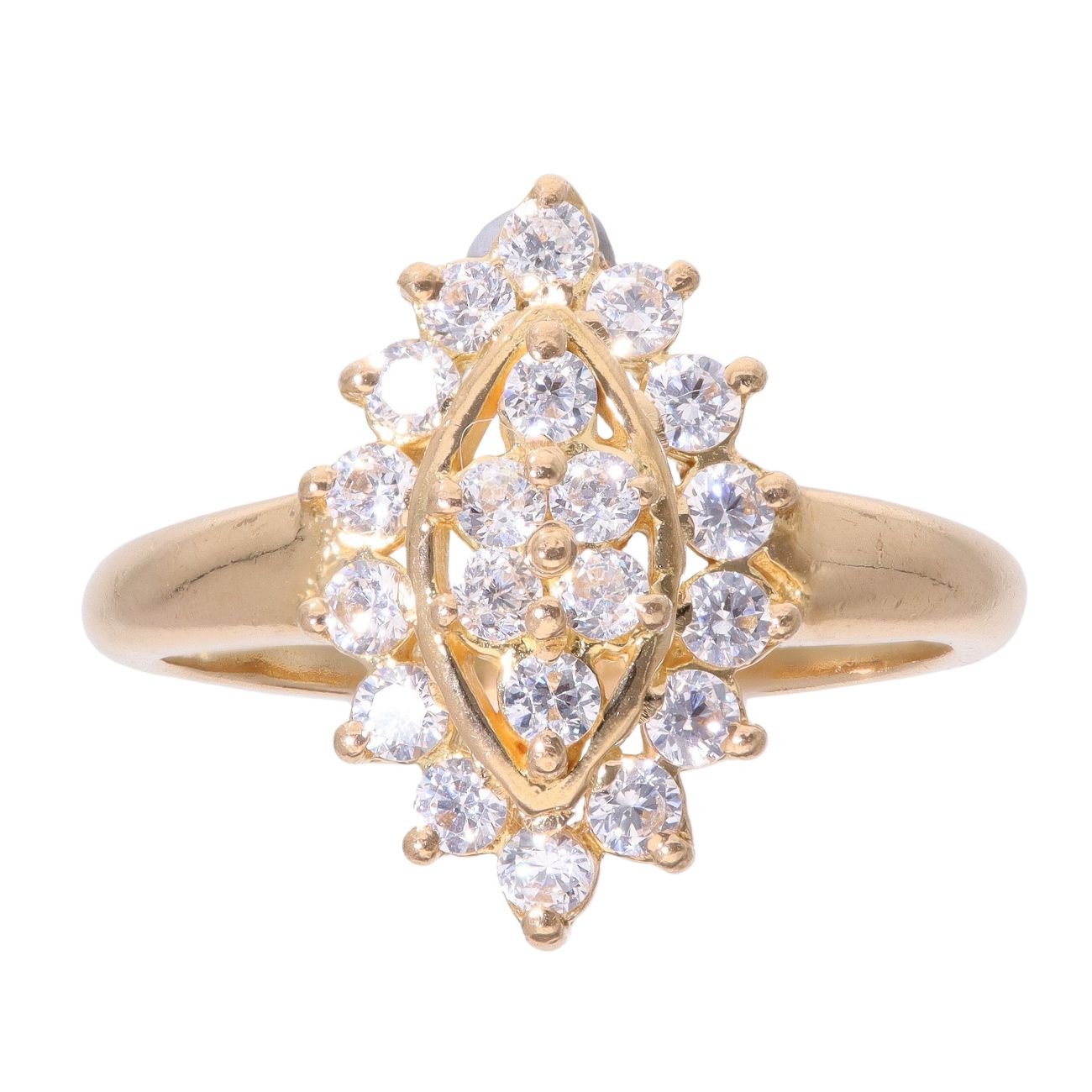 18ct Yellow Gold Cubic Zirconia Cluster Ring
