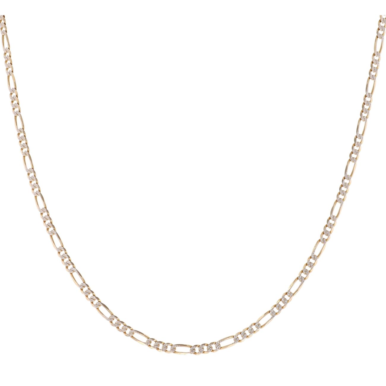 9ct Yellow and White Gold Diamond Cut Figaro Chain 16"