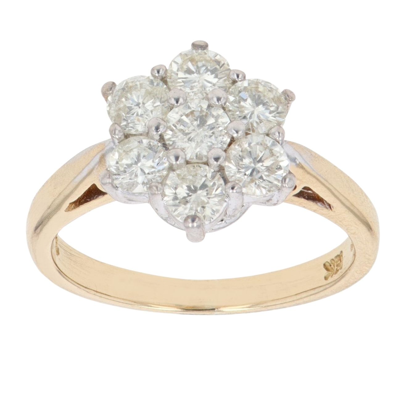 18ct Yellow Gold 1.00ct Brilliant Cut Diamond Cluster Ring