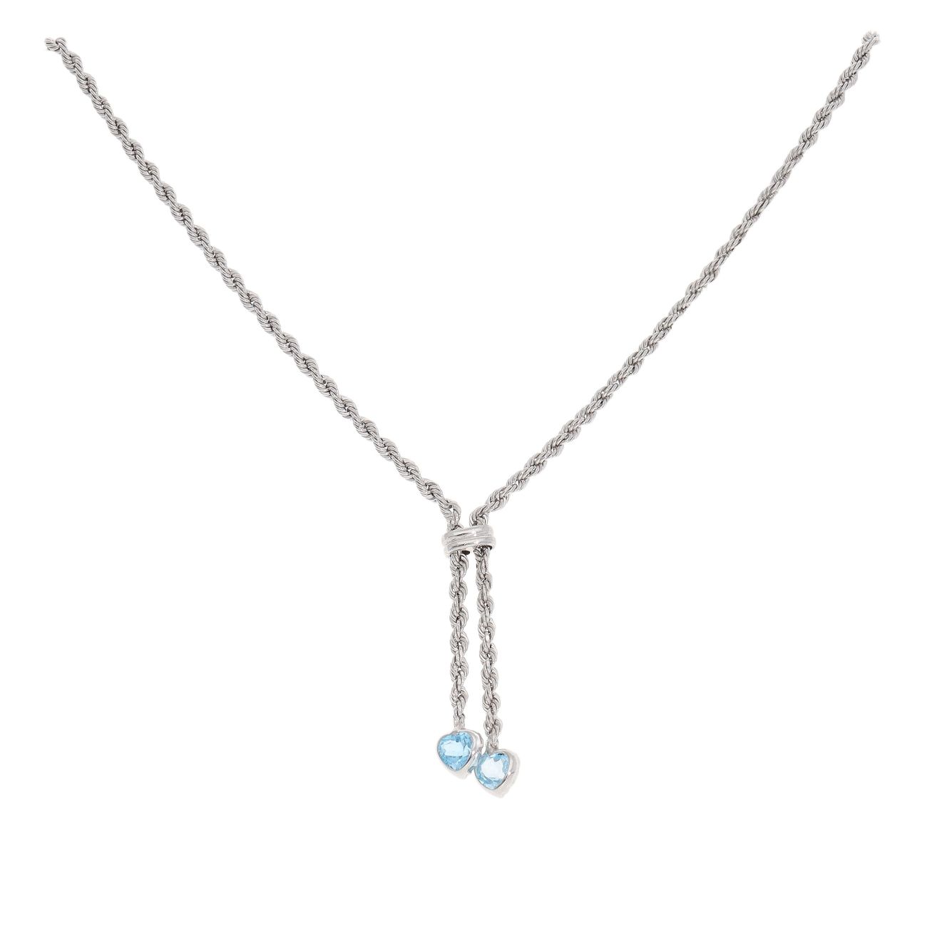 9ct White Gold Blue Topaz Pendant And Chain 16"