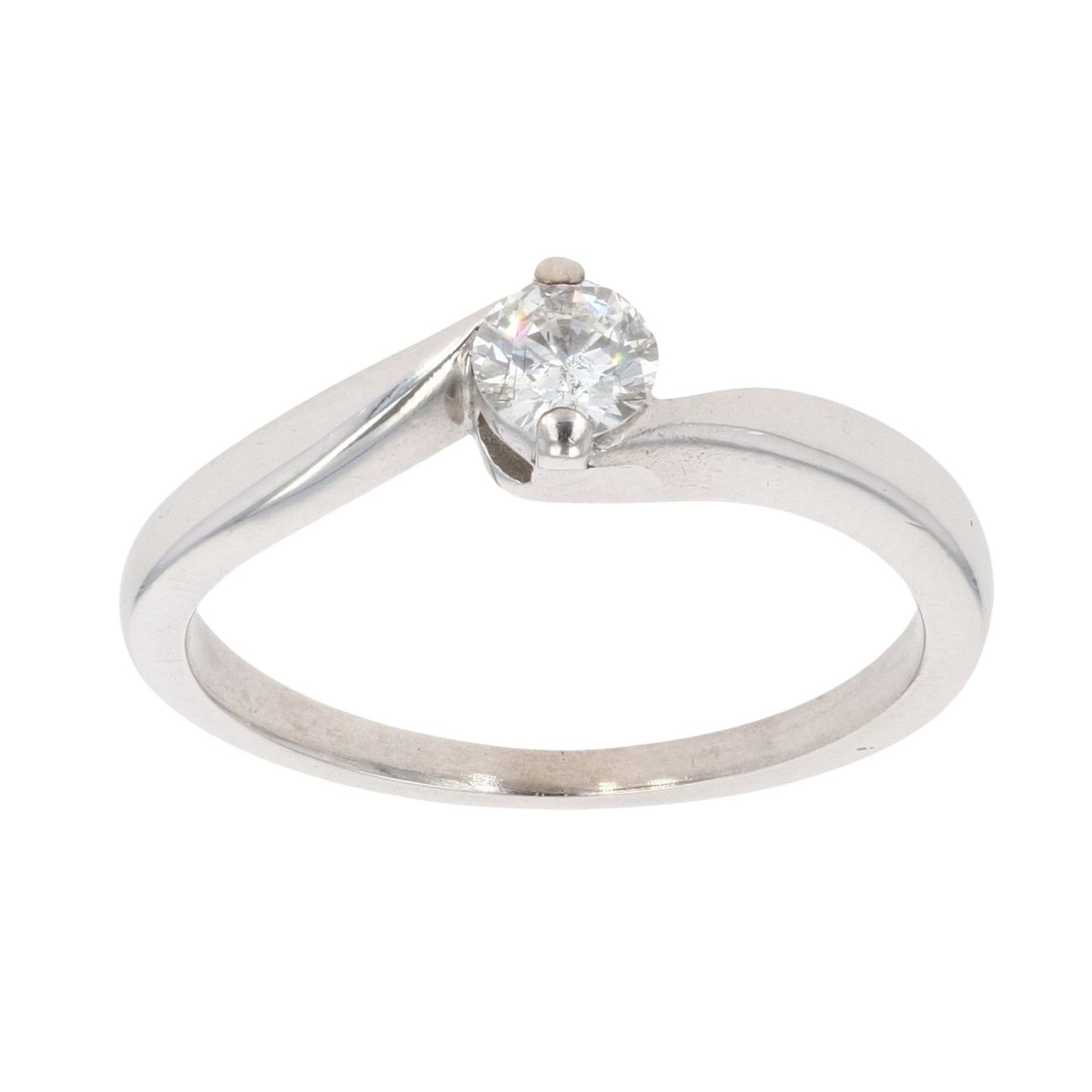 9ct White Gold 0.25ct Diamond Twist Solitaire Ring
