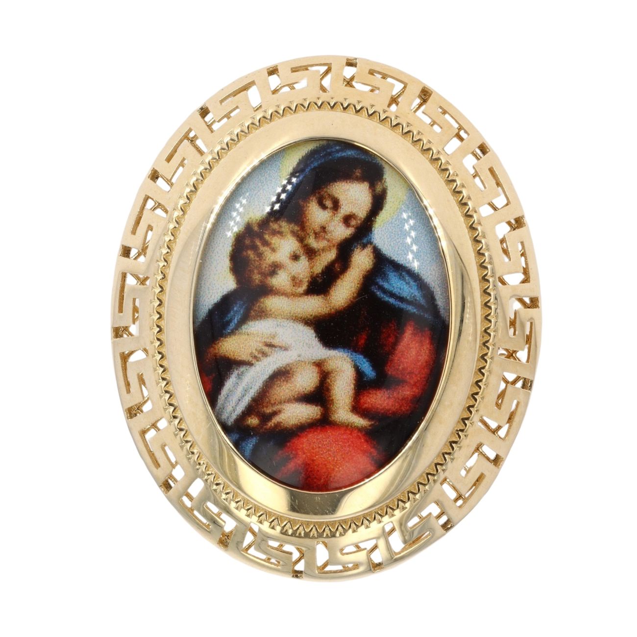 14ct Yellow Gold Our Lady Gemstone Ring