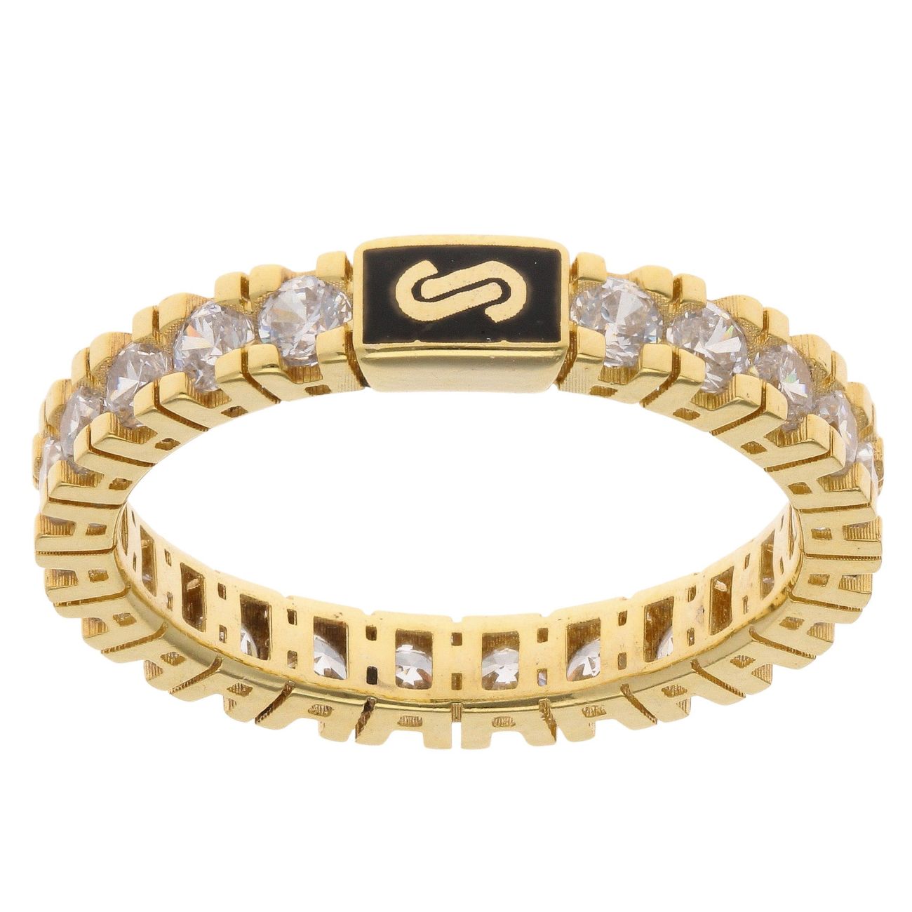 14ct Yellow Gold Monaco Cubic Zirconia Thin Full Eternity Ring