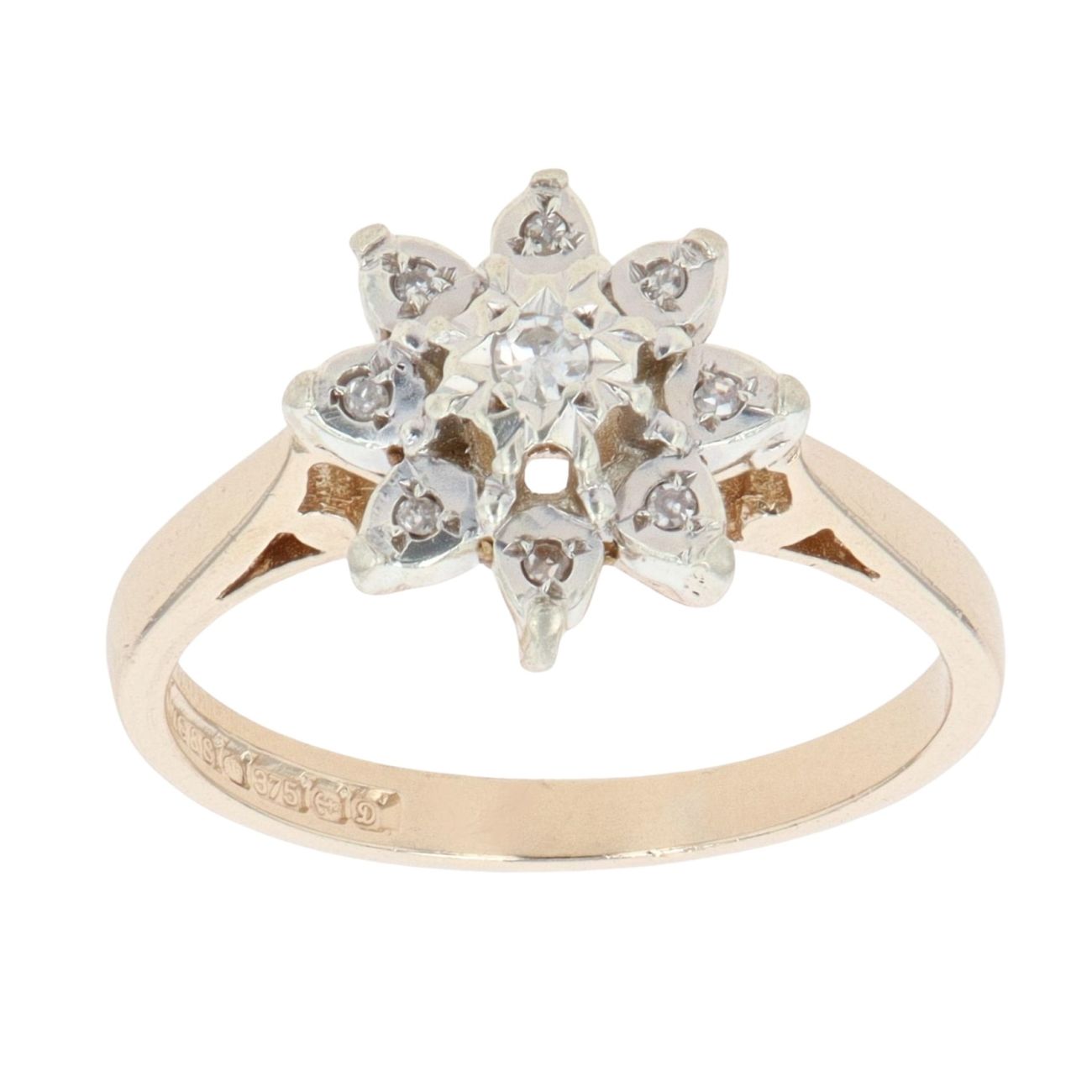 9ct Yellow Gold 0.10ct Diamond Cluster Ring