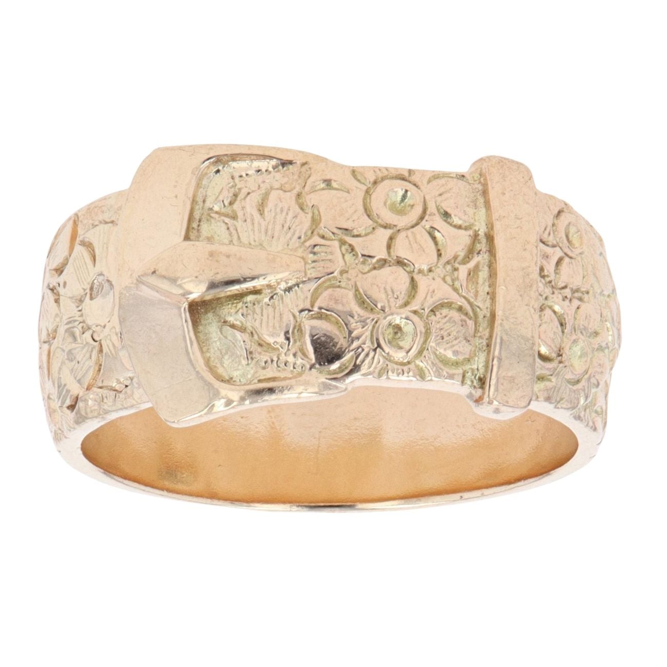 9ct Yellow Gold Patterned Buckle Ring