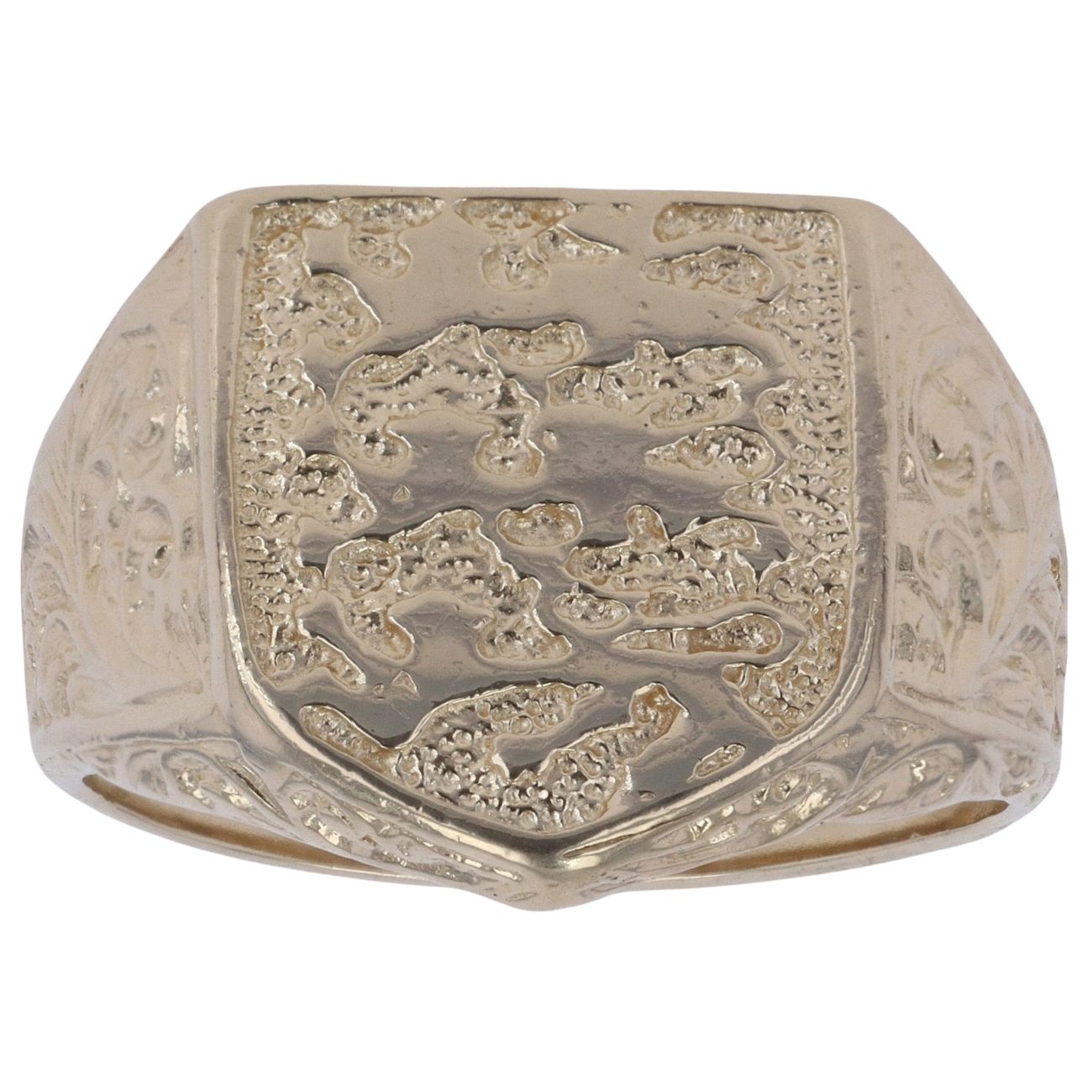 9ct Yellow Gold Three Lions Shield Signet Ring