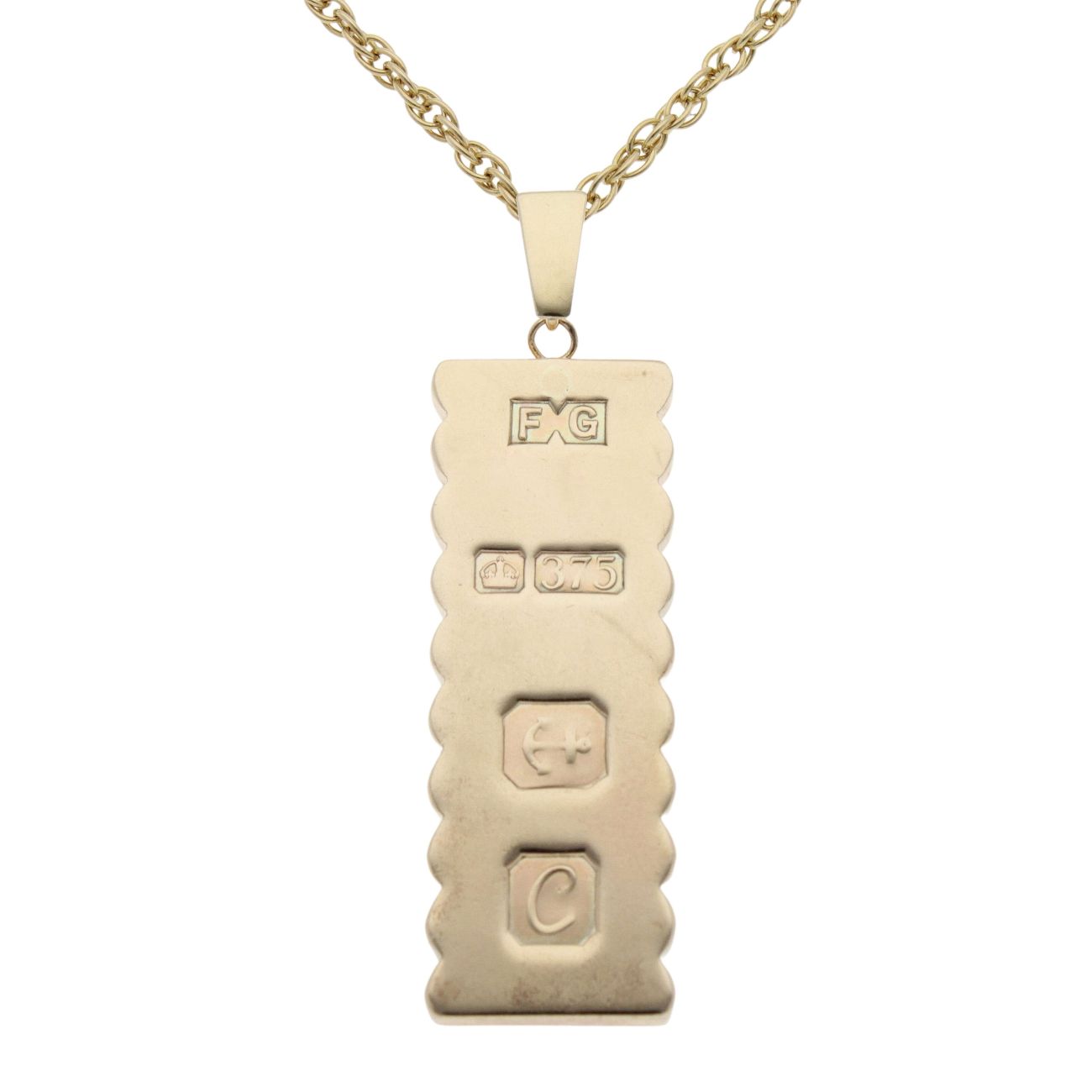 9ct Yellow Gold Ingot Pendant And Chain 20"