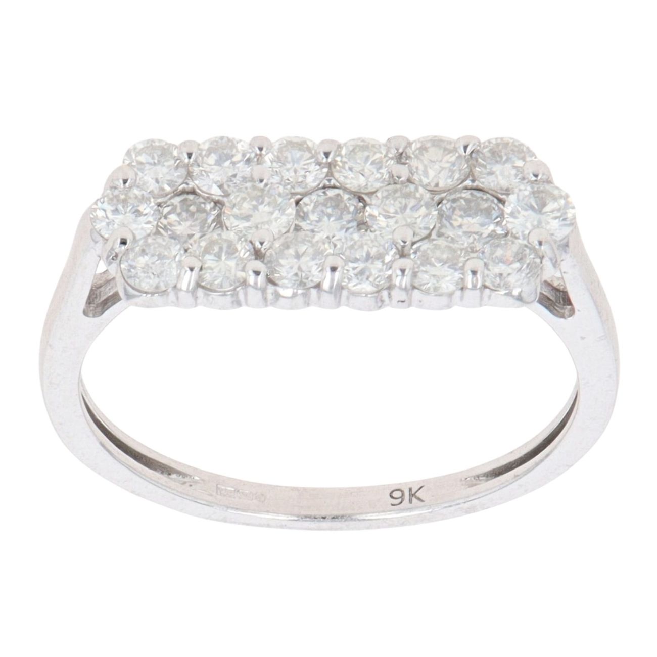9ct White Gold 1.00ct Brilliant Cut Diamond Cluster Ring