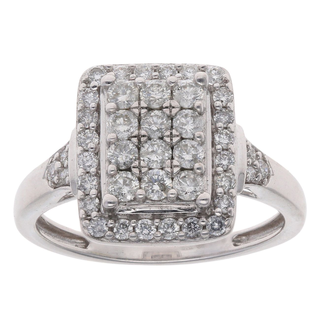 9ct White Gold 0.70ct Brilliant Cut Diamond Cluster Ring