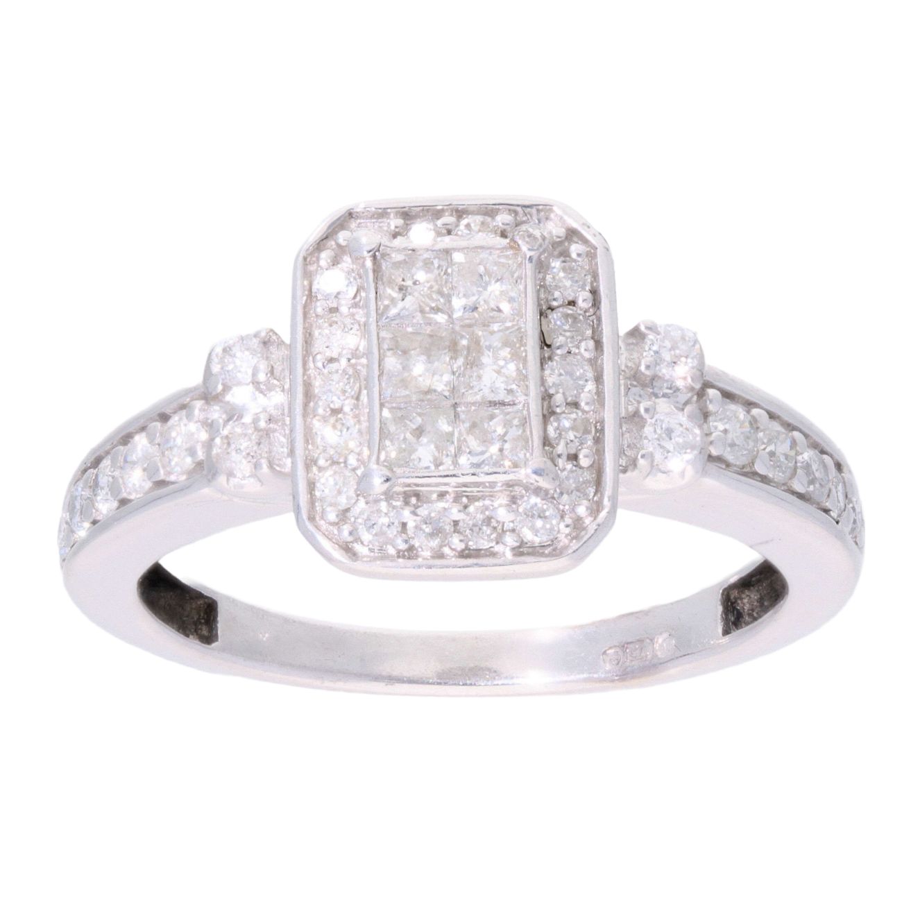 9ct White Gold 0.65ct Diamond Cluster Ring