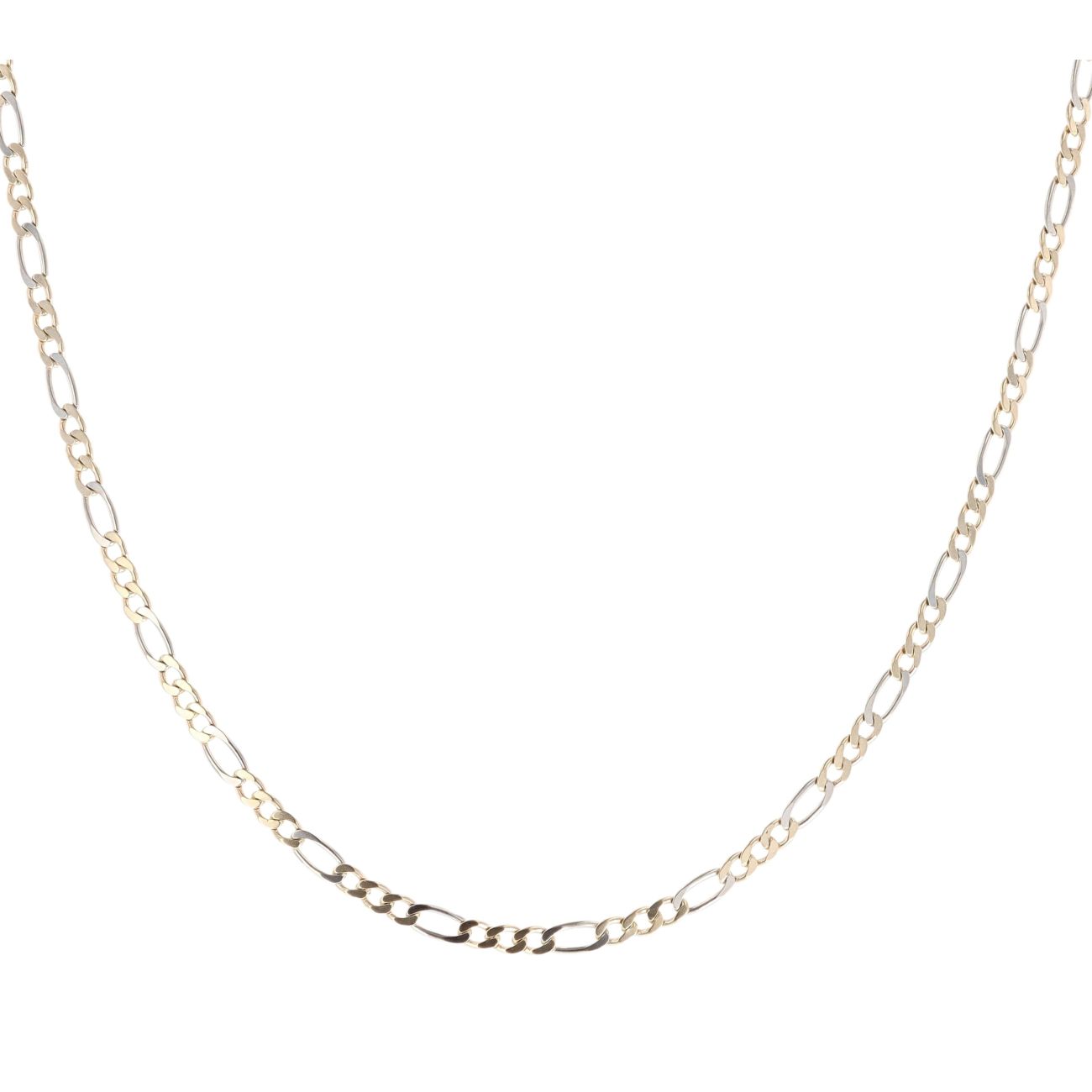 9ct Yellow And White Gold Figaro Chain 18"