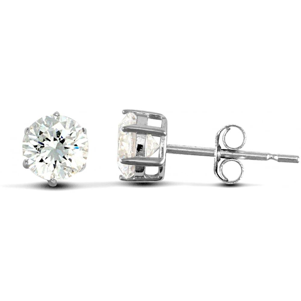 9ct White Gold Claw Set Cubic Zirconia Studs