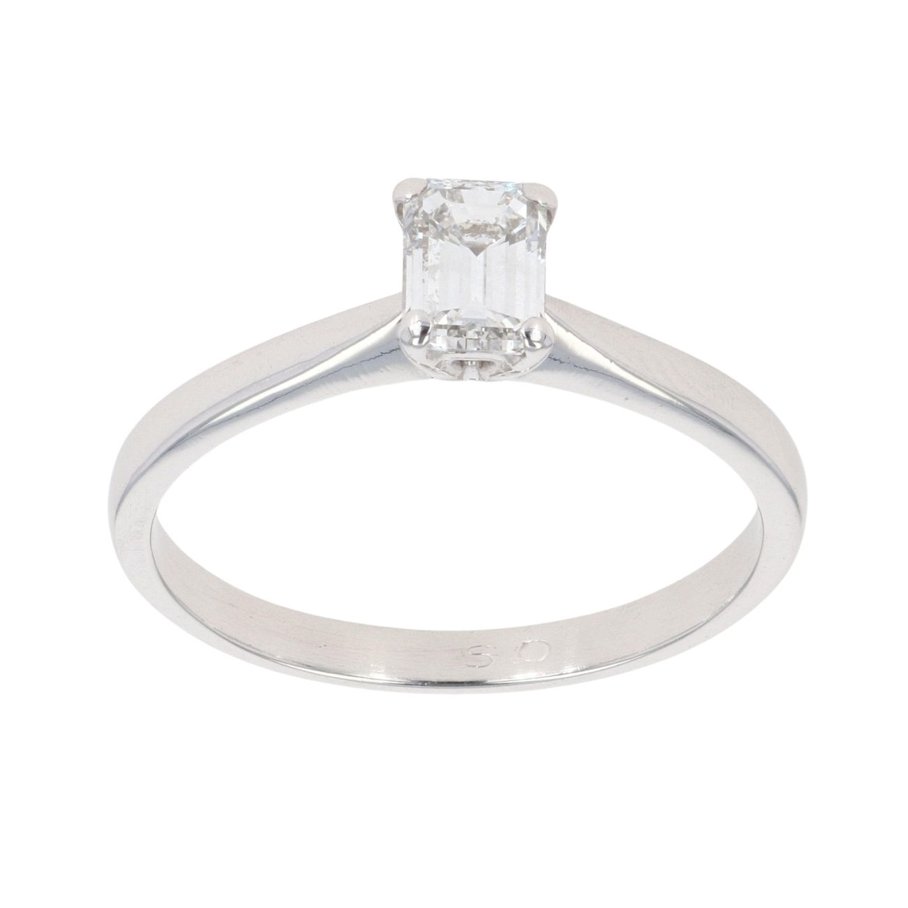 Platinum 0.50ct Emerald Cut Diamond Solitaire Ring