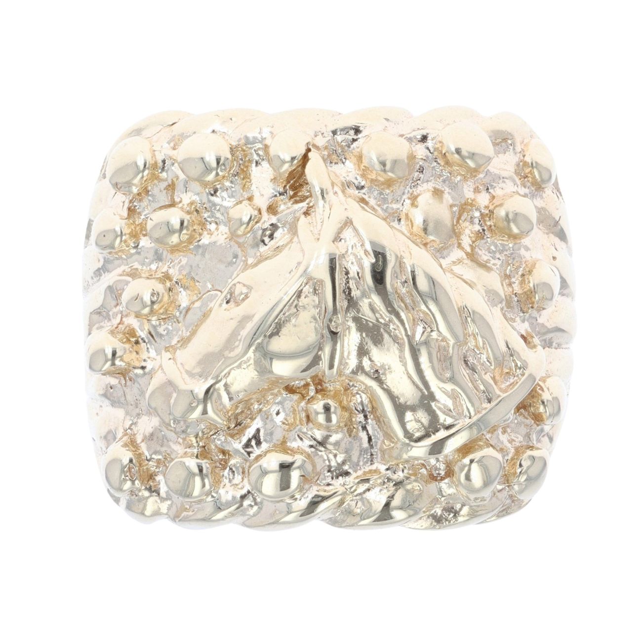 9ct Yellow Gold Five Row And Horse Keeper Ring