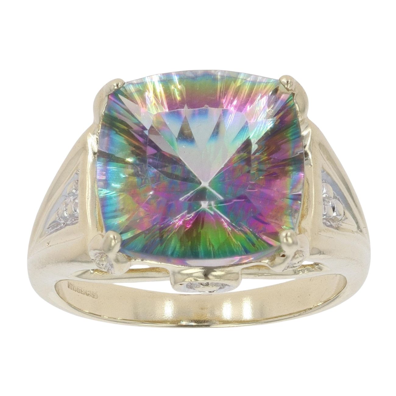 9ct Yellow Gold Mystic Topaz Single Stone Ring