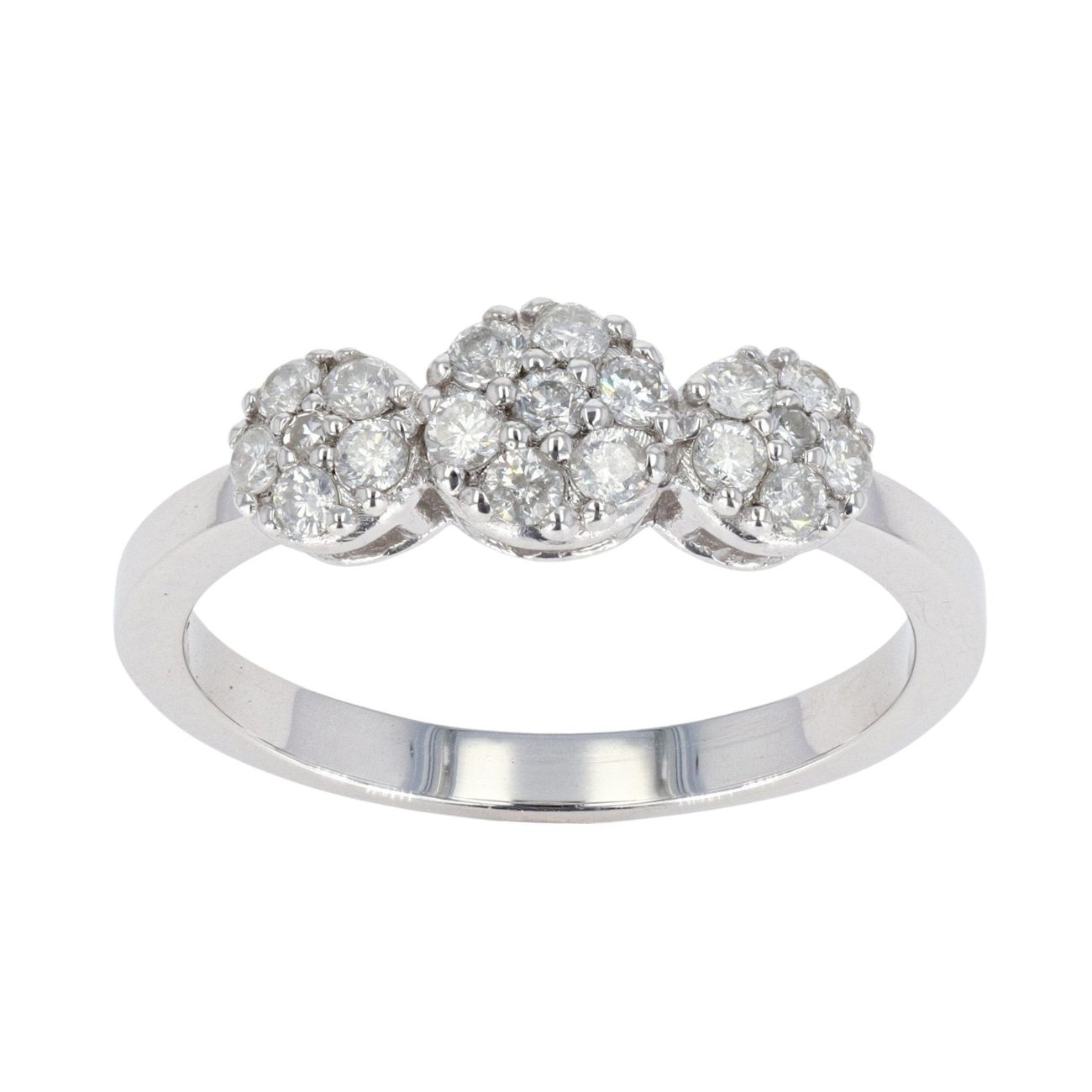 9ct White Gold 0.43ct Diamond Triple Cluster Ring by Anya Belle