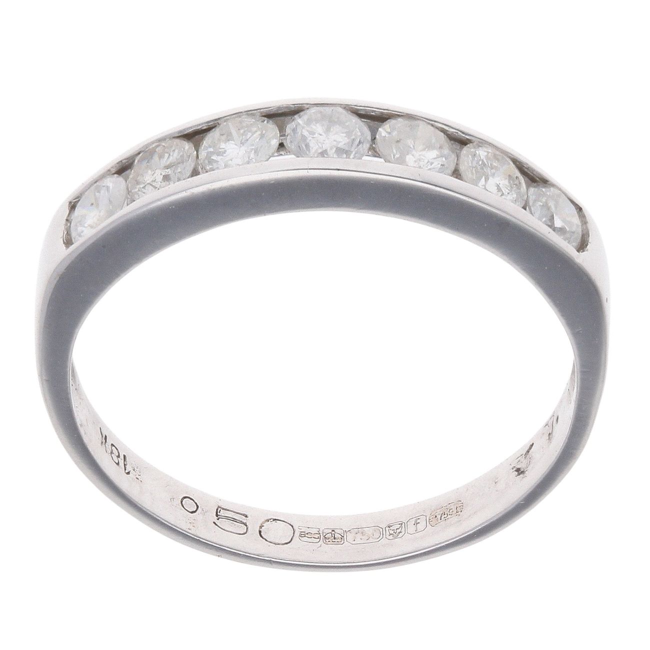 18ct White Gold 0.50ct Brilliant Cut Diamond Half Eternity Ring
