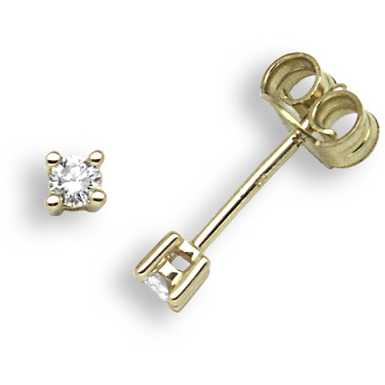 9 Carat Yellow Gold 15pts Diamond Stud Earrings