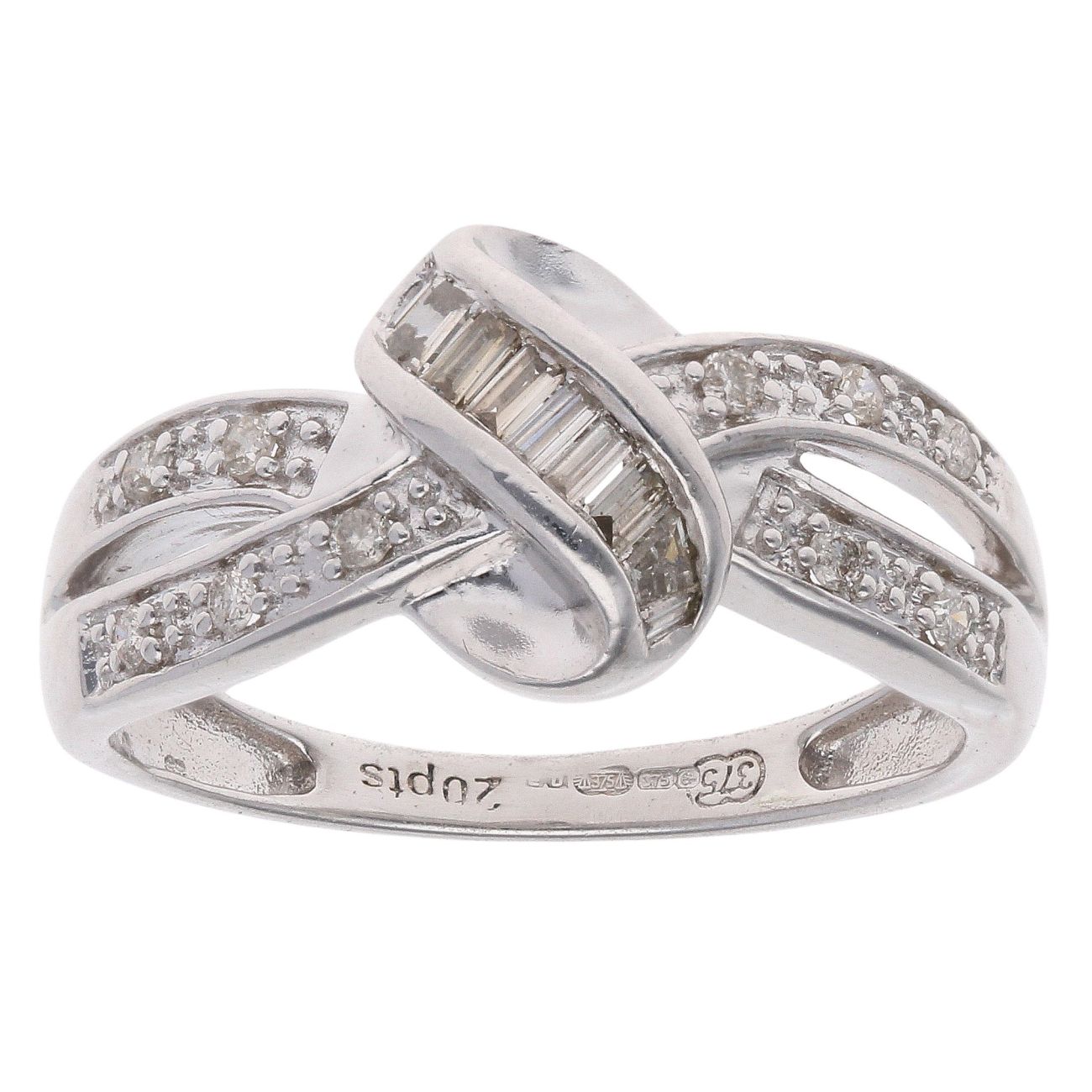 9ct White Gold 0.20ct Diamond Knot Ring